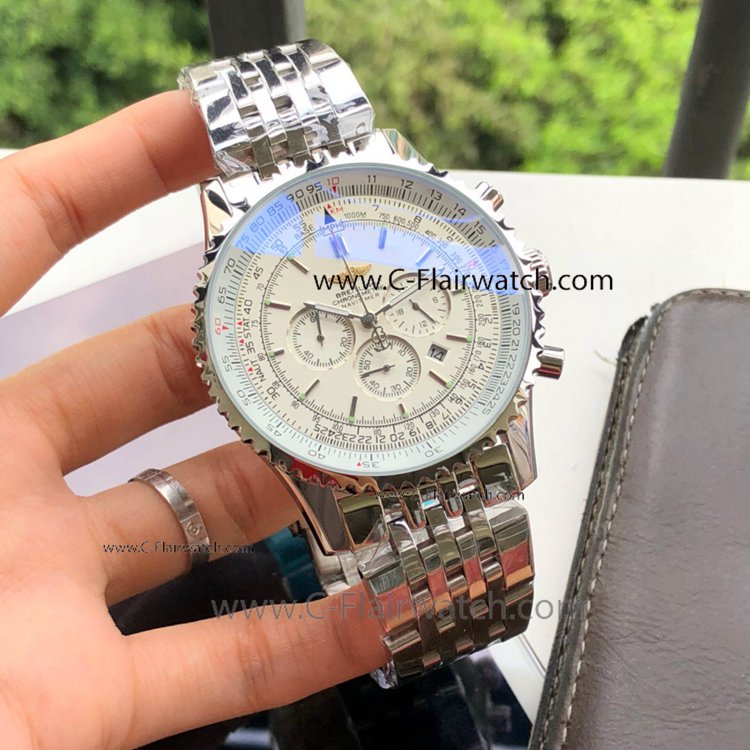 Copy Breitling 1884 Navitimer Stianless Steel White Watch